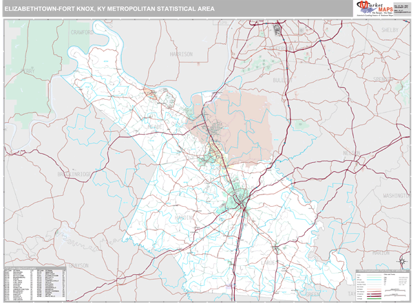 Elizabethtown-Fort Knox Metro Area Digital Map Premium Style